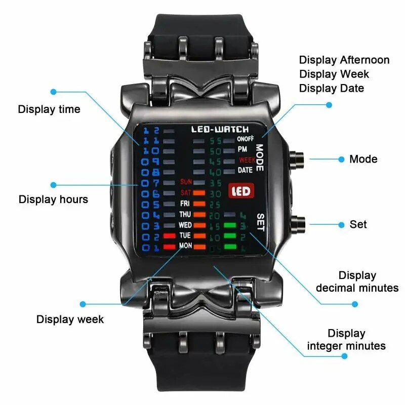 이진 Led 시계 크리 에이 티브 방수 비즈니스 전자  - Timex Watches Smartwatch 리뷰 및 가격