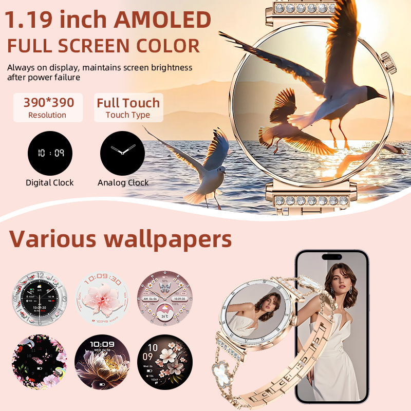 LIGE 새로운 여성용 스마트 시계 1.19인치 AMO - Watches Ladies Smartwatch 리뷰 및 가격