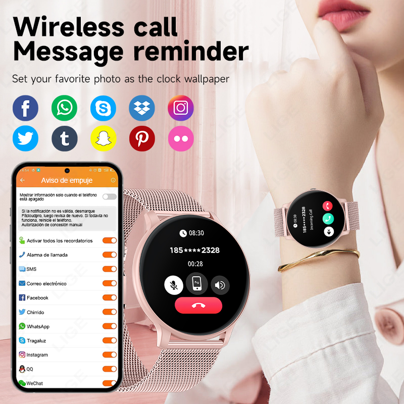 LIGE 방수 여성 스마트워치 심박수 혈압 모니터링 남 - Smartwatch Watches Price 리뷰 및 가격